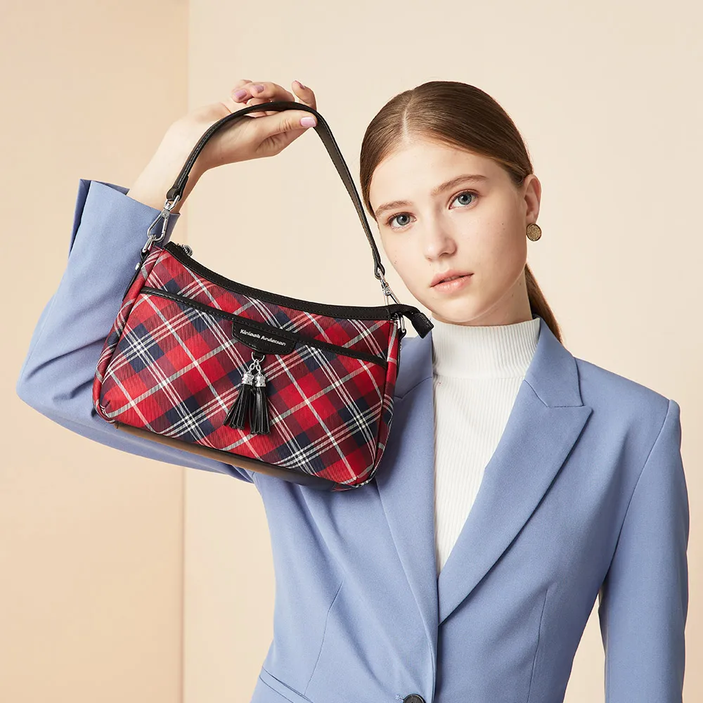 【金安德森】TASSEL 經典格紋2way側背/手提包(黑色) 歷史價格詳細信息