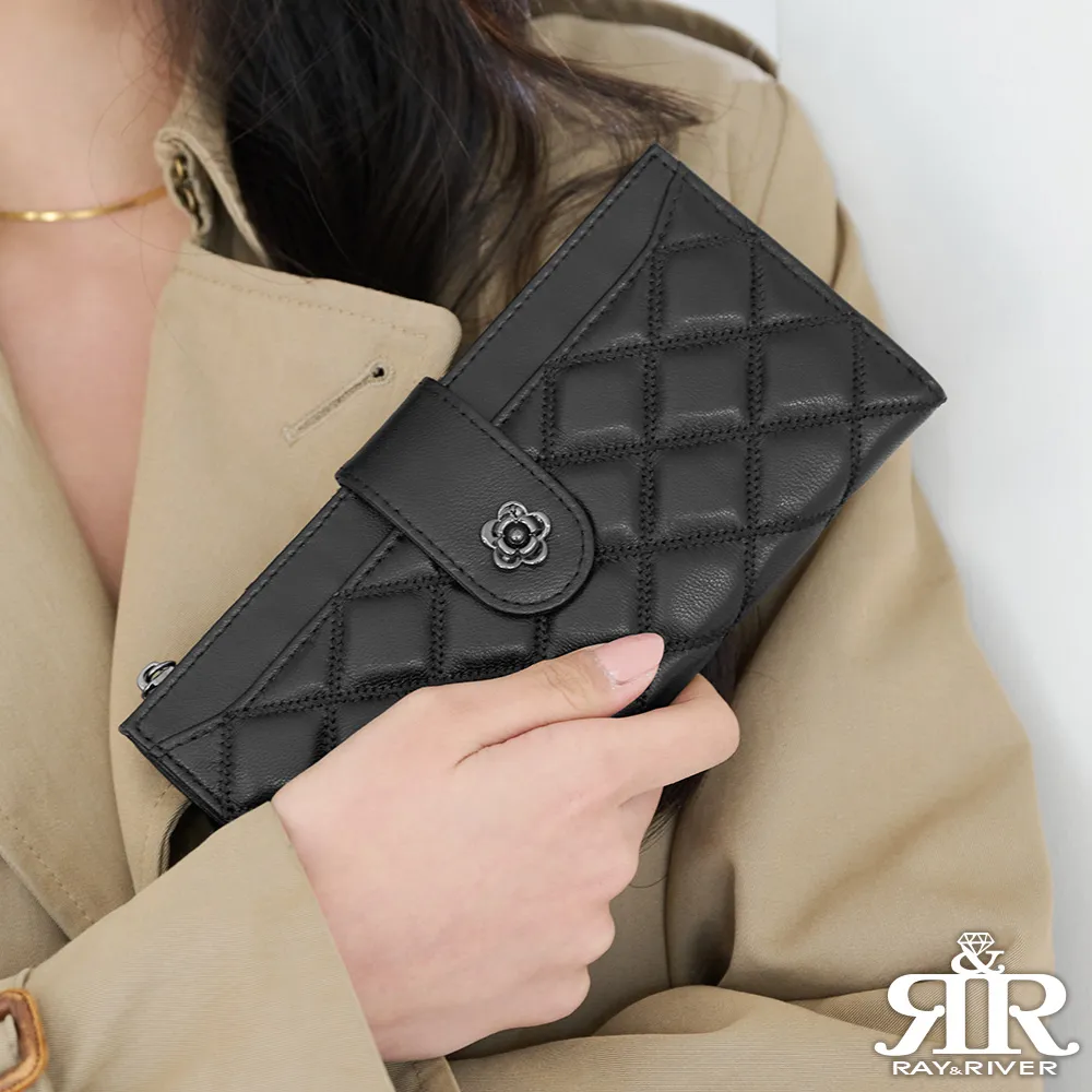 2R 綿霜羊皮Shuri雙摺壓釦菱格長夾 名媛灰 歷史價格詳細信息