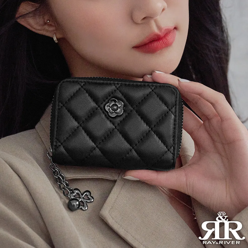 2R 綿霜羊皮 Kerry 菱格風琴卡片短夾 經典黑 歷史價格詳細信息