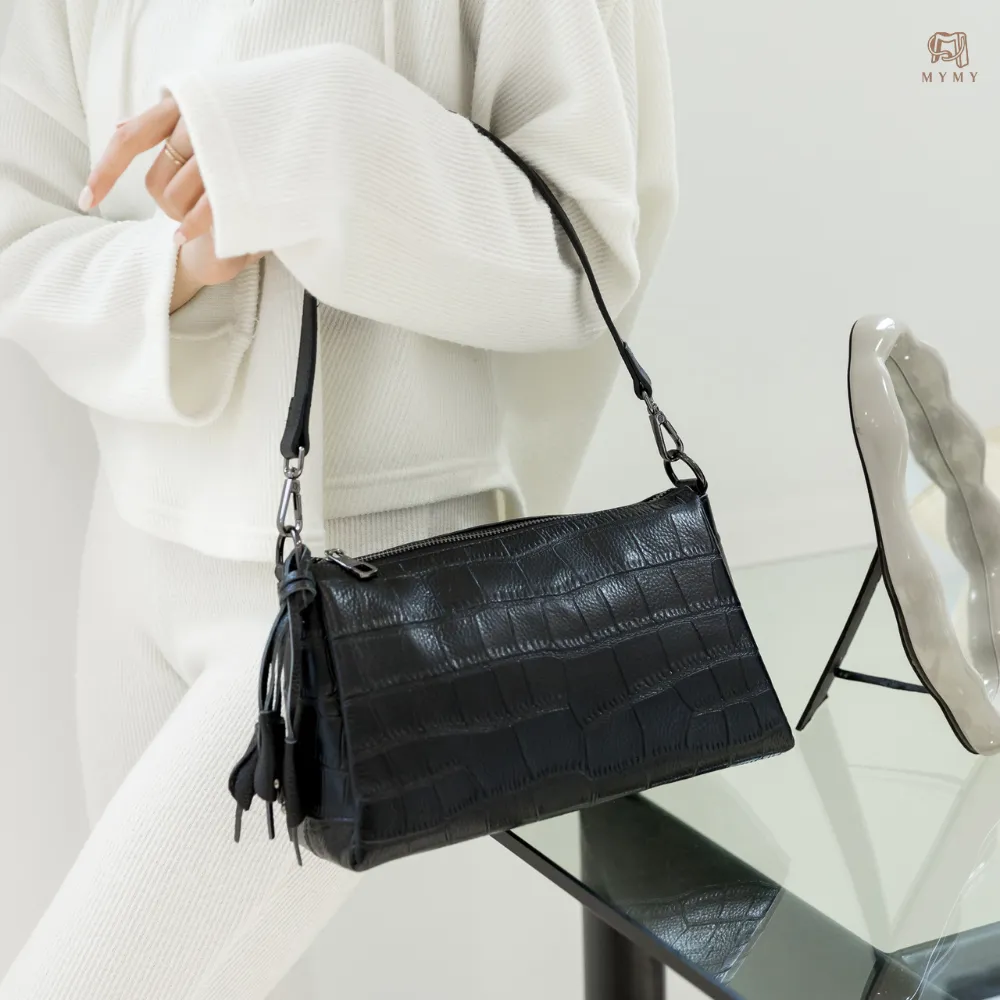 MYMY 牛皮斜挎包(女包/荔枝紋牛皮/獨特五金/可調式背帶/雙背帶/三層大空間/肩揹/斜揹) 歷史價格詳細信息