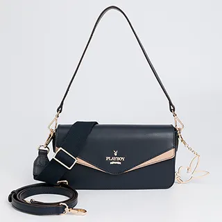 【PLAYBOY】翻蓋斜背包  純色chic系列(黑色) 歷史價格詳細信息