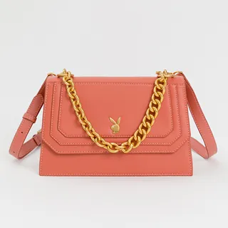 PLAYBOY - 翻蓋斜背包 Focus系列 - 酒紅色 歷史價格詳細信息