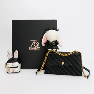 【PLAYBOY】70週年禮盒組Pink&Black系列-LOGO肩背包/迷你後背包/小兔公仔(三入組) 歷史價格詳細信息