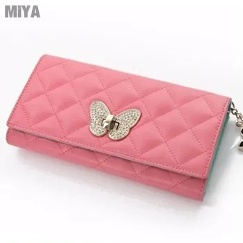 義大利真皮流蘇菱格紋女用皮夾長夾手拿包(牛皮) 粉紅桃玫紅淡藍黑色 歷史價格詳細信息