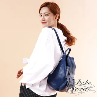 La Poche Secrete後背包 輕盈時尚真皮尼龍2WAY後背包-百搭黑 歷史價格詳細信息