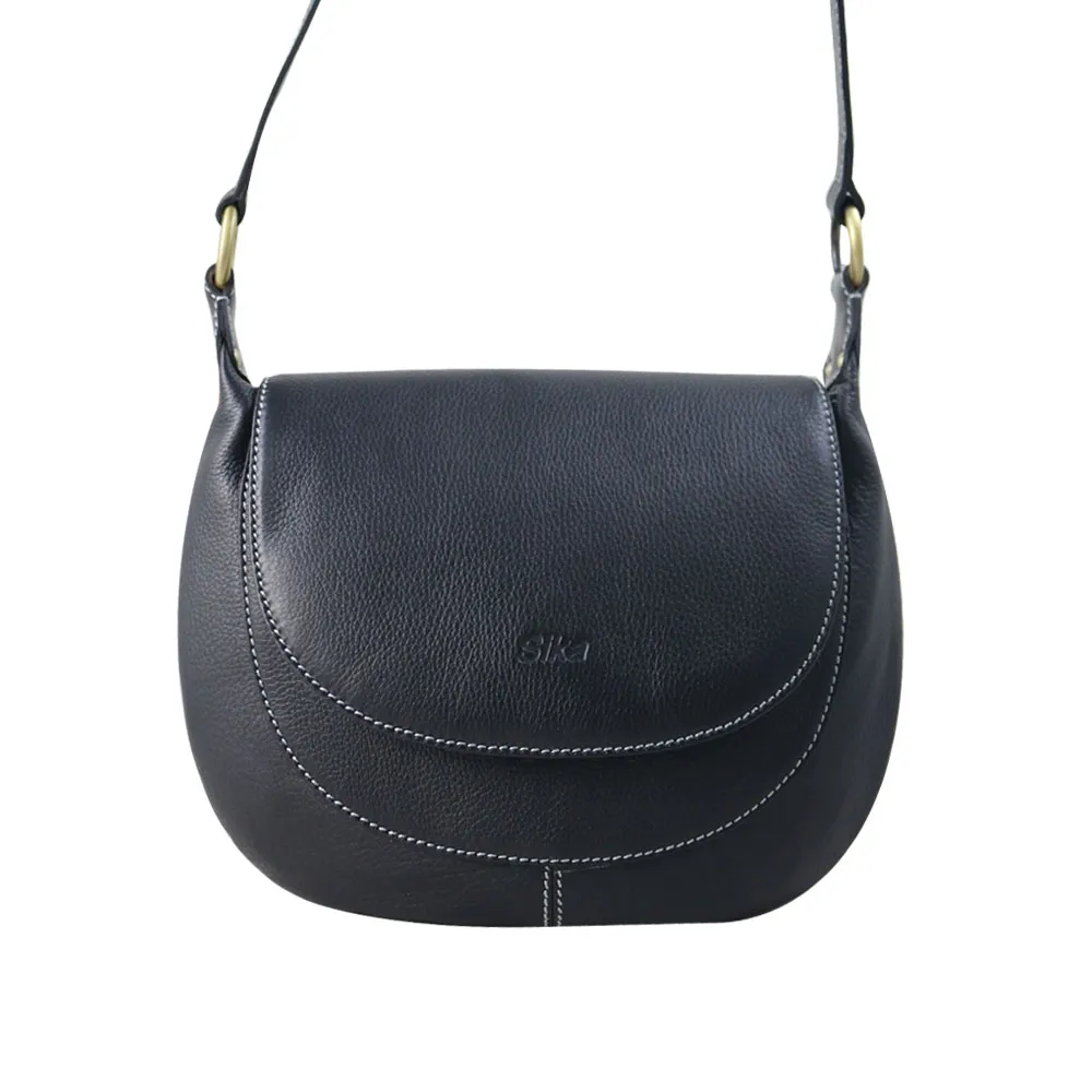 Sika牛皮荔枝壓紋休閒包L6188-03質感黑 歷史價格詳細信息