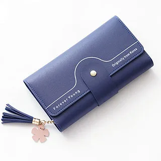 (共三色)【L.Elegant】韓版時尚撞色 長夾 拉鏈零錢包B842_藍色 歷史價格詳細信息