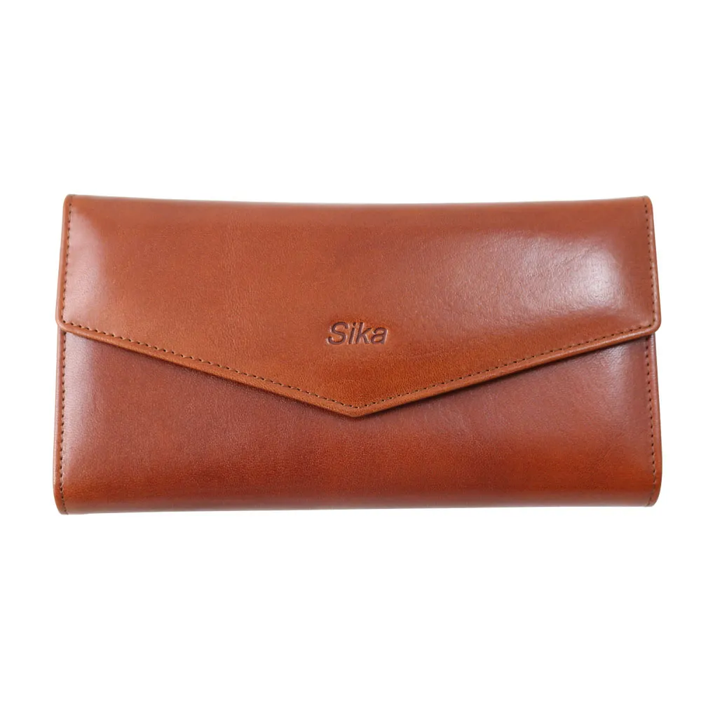 Sika義大利時尚牛皮尖蓋三折長夾A8295-01原味褐 歷史價格詳細信息