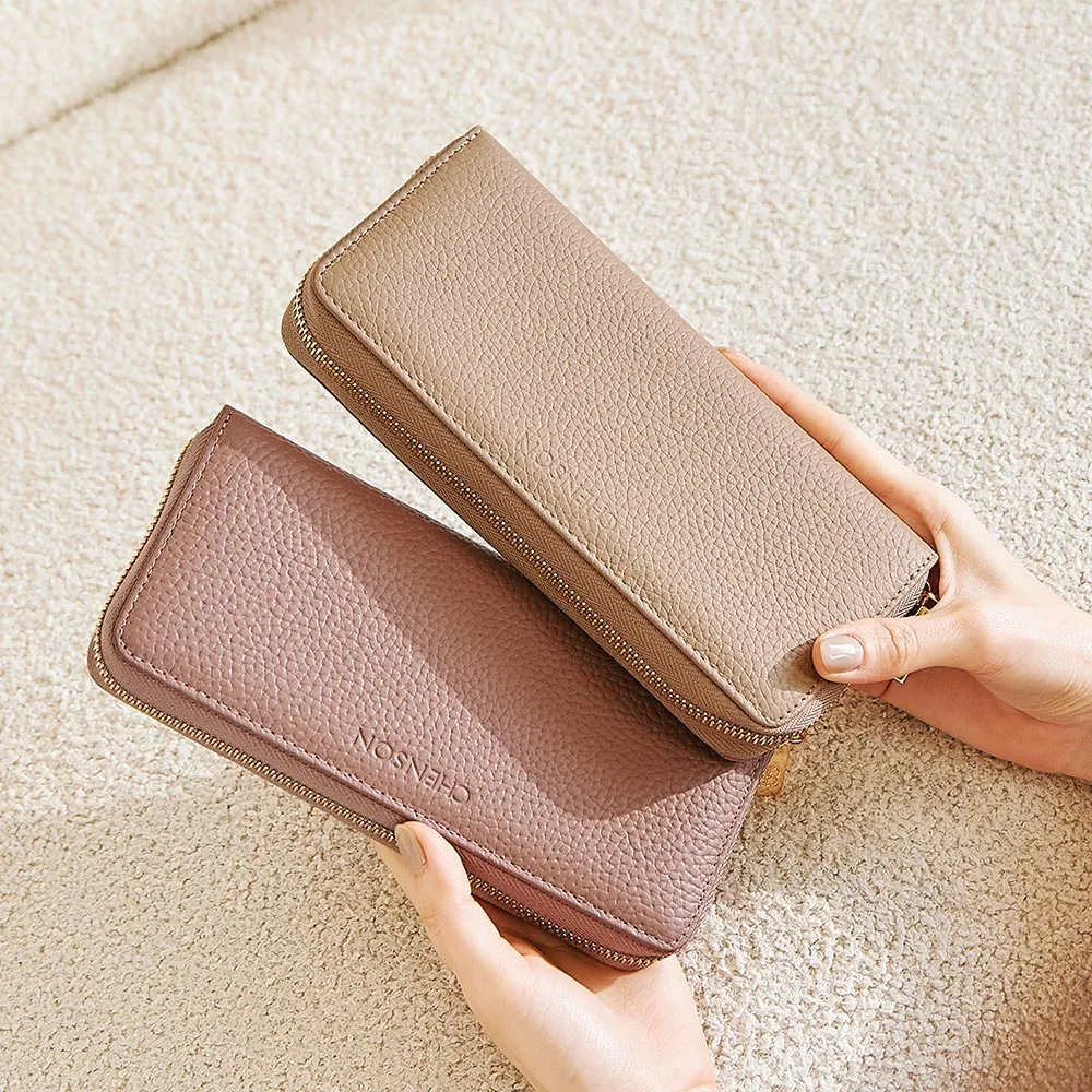 CHENSON真皮 三夾層鑰匙包零錢包(送手腕帶) 豆沙紫(W00158-U) 歷史價格詳細信息