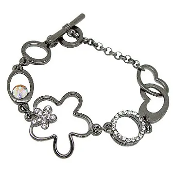 【Charme】鏤空花朵水晶鑽仿珠 耳環 黑金 歷史價格詳細信息