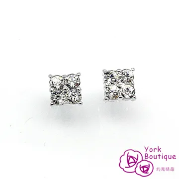 【約克精品】閃耀星空施華洛世奇元素晶鑽包銠金鈦金屬針式耳環(SGS認證) 歷史價格詳細信息