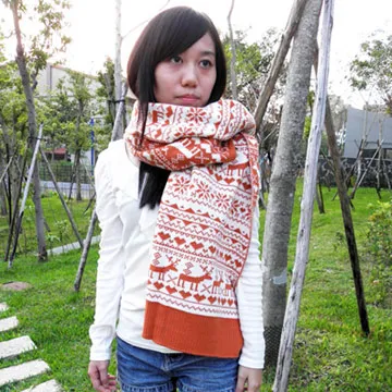 【Lus.G】北歐童話雙色麋鹿披肩型圍巾(橘色) 歷史價格詳細信息