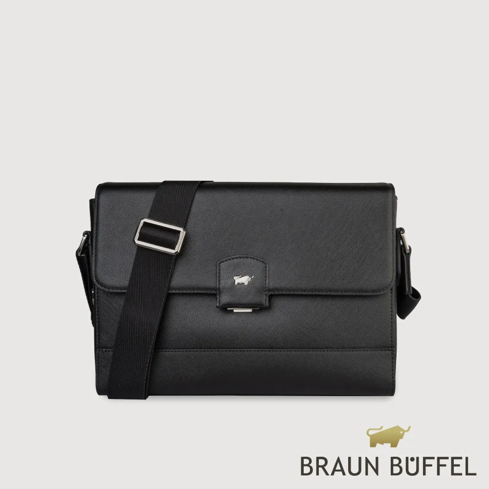 【BRAUN BUFFEL 德國小金牛】台灣總代理 巴雷特 橫式斜背包-黑色/BF546-61-BK 價格比較,價格查詢,歷史價格詳細信息