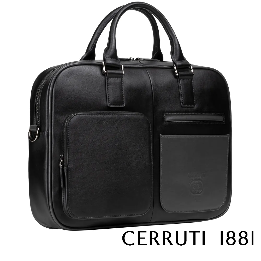 【CERRUTI 1881】義大利頂級小牛皮公事包/斜背包 CECA06408M 全新專櫃展示品(黑色) 歷史價格詳細信息