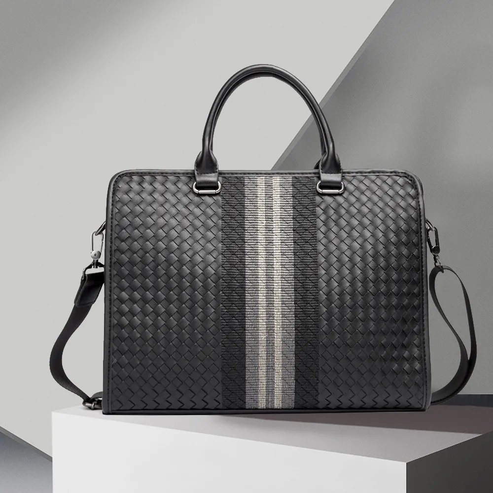 商務包 公事包 新款BVME手提包男士商務休閒編織公文包電腦包頭層牛皮--麥包包 歷史價格詳細信息