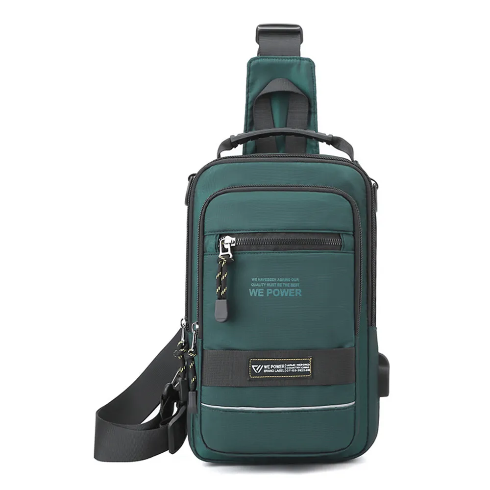 (NEW MAN)多功能男士戶外單肩包胸包usb充電包 歷史價格詳細信息