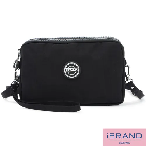 iBrand斜背包 輕盈防潑水三層多收納側斜背包-百搭黑 歷史價格詳細信息