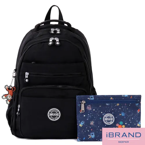 iBrand後背包 百搭簡約素色多層收納後背包-深海藍 歷史價格詳細信息