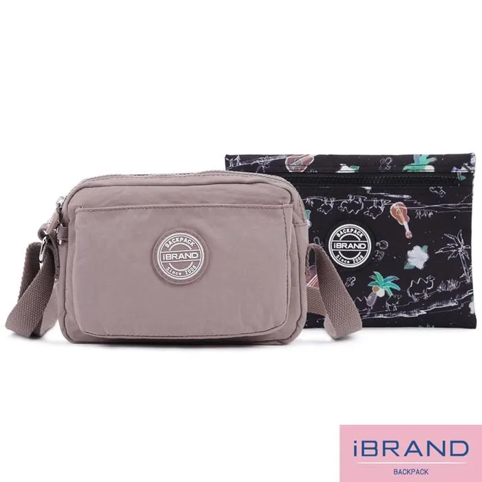 iBrand斜背包 輕盈防潑水雙口袋斜側背包-自信黑 歷史價格詳細信息