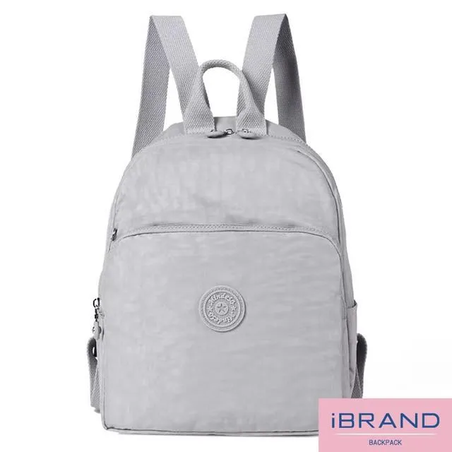 iBrand後背包 輕盈防潑水素色大口袋尼龍後背包-黑色 歷史價格詳細信息