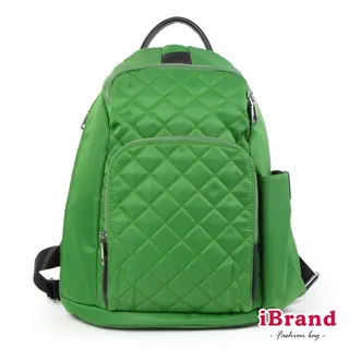 iBrand後背包 率性菱格紋後開式防盜尼龍後背包(M)-軍綠色 歷史價格詳細信息