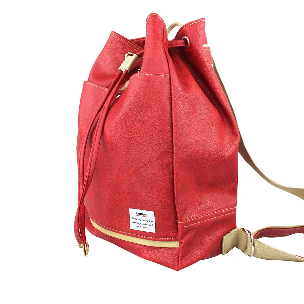 AMINAH-紅色束口背包 歷史價格詳細信息