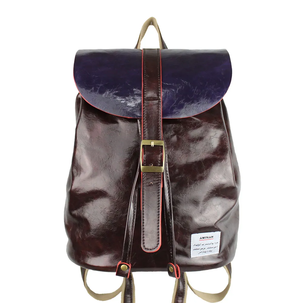 AMINAH-咖啡閃亮鏡面後背包 歷史價格詳細信息