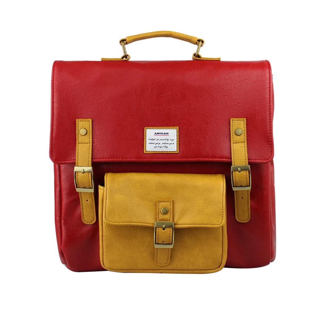 AMINAH-深棕光澤感皮革後背包 歷史價格詳細信息