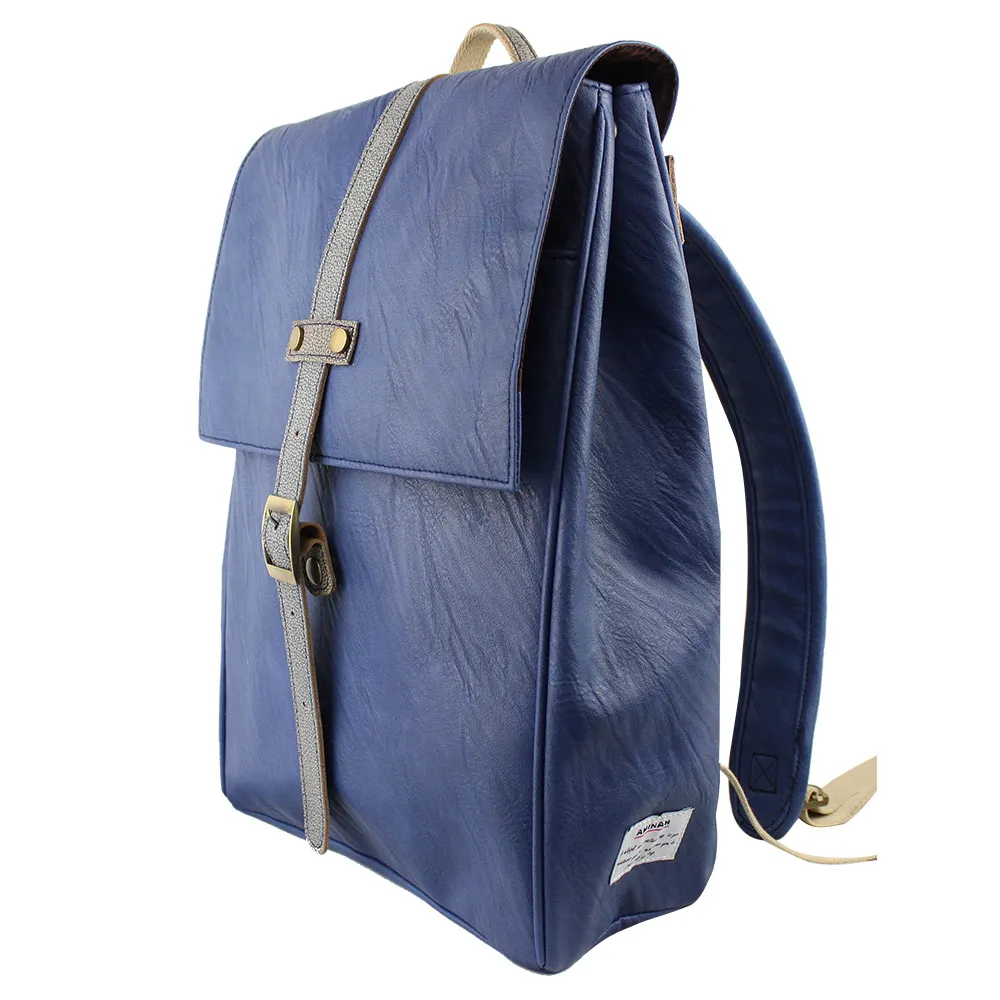 AMINAH-深藍拼色皮革後背包 歷史價格詳細信息