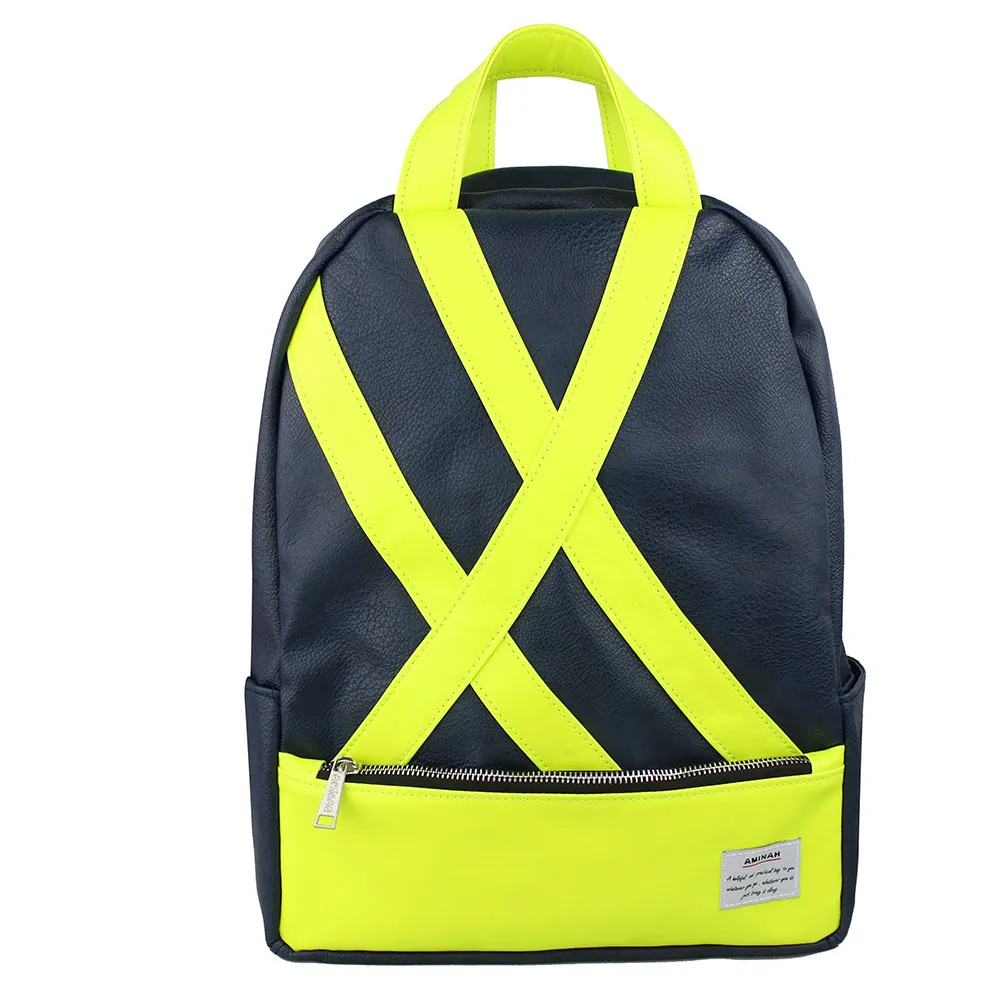 AMINAH-螢光黃尼龍後背包-黑色 歷史價格詳細信息