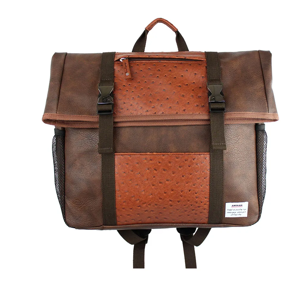 AMINAH-咖啡閃亮鏡面後背包 歷史價格詳細信息