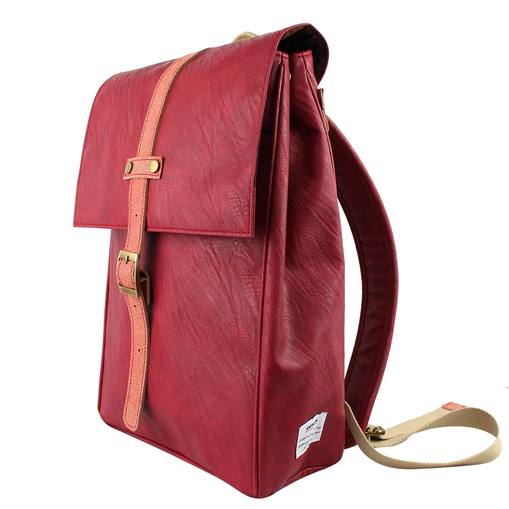 AMINAH-酒紅閃亮鏡面後背包 歷史價格詳細信息