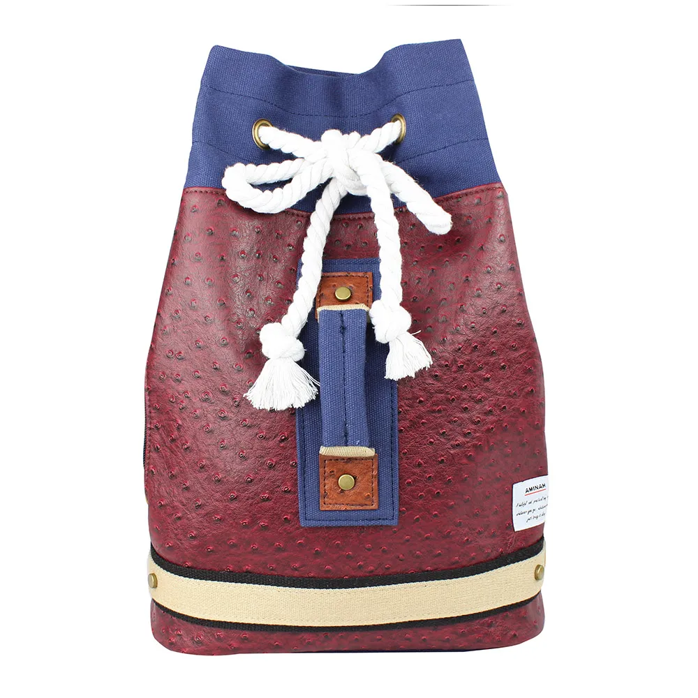 小拳擊皮革後背包  勁酷黑 AMINAH~【am-0250】 歷史價格詳細信息