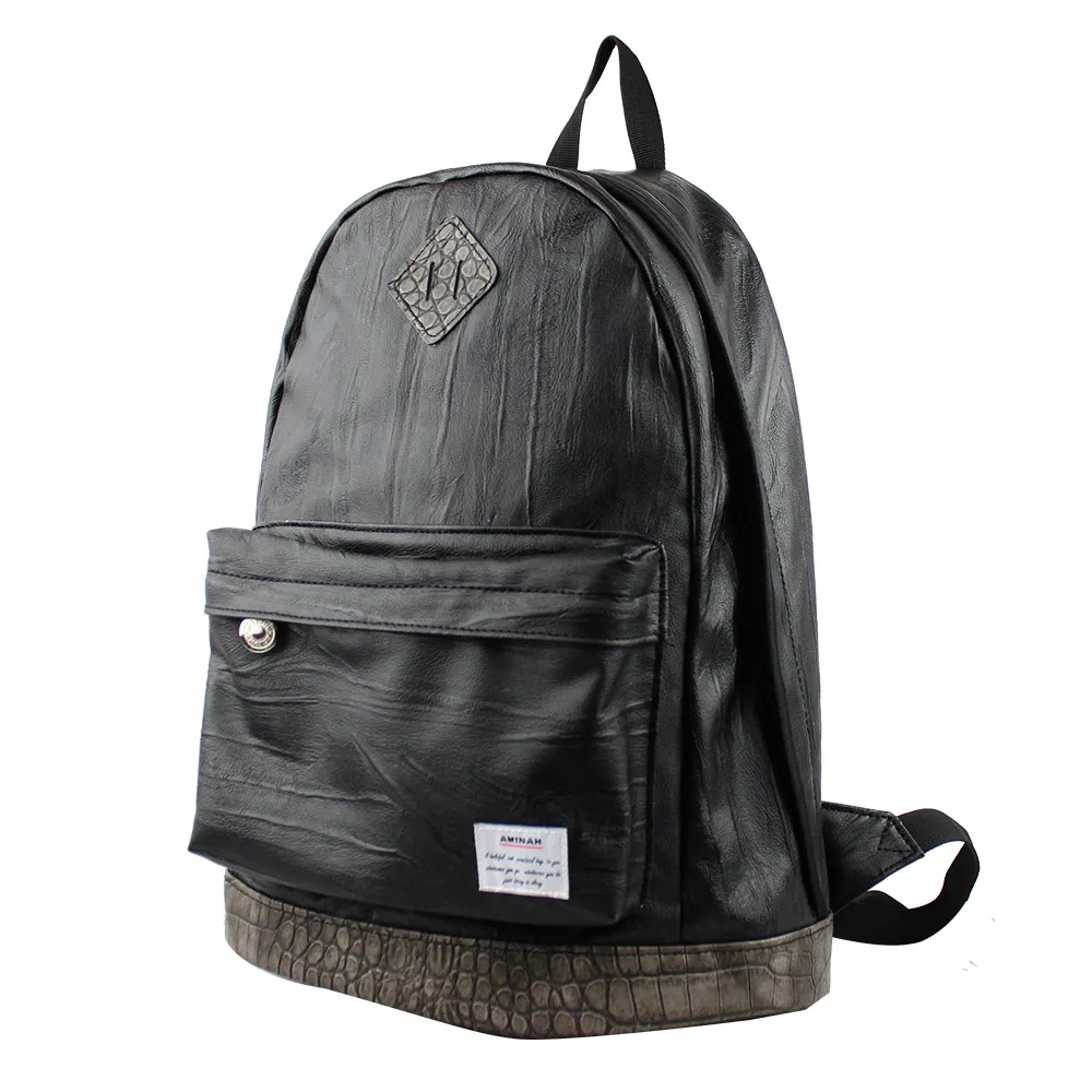 AMINAH-勁酷黑小拳擊皮革背包 歷史價格詳細信息
