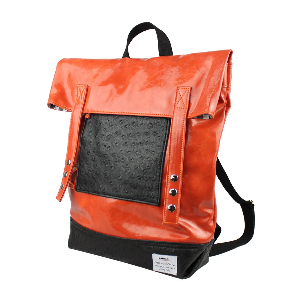 AMINAH-橘色帆布後背包 歷史價格詳細信息