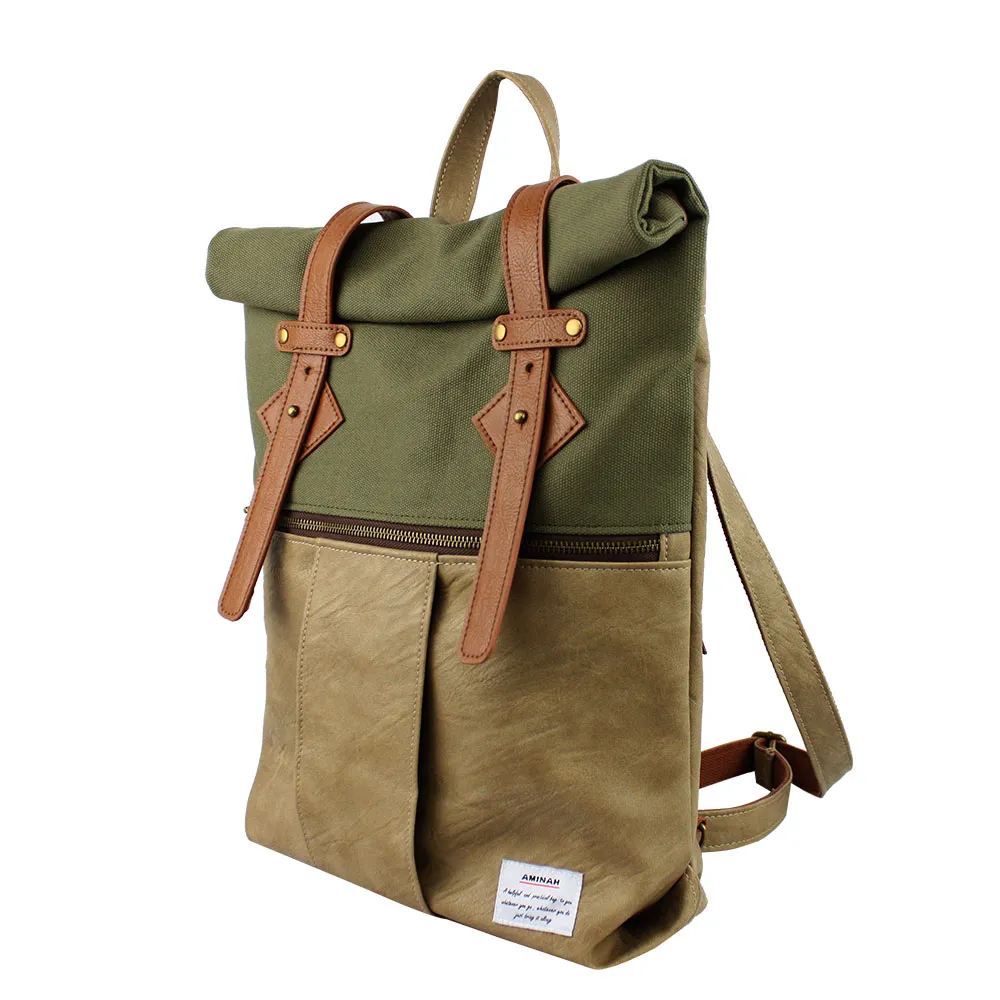 AMINAH-黃綠典型後背包 歷史價格詳細信息