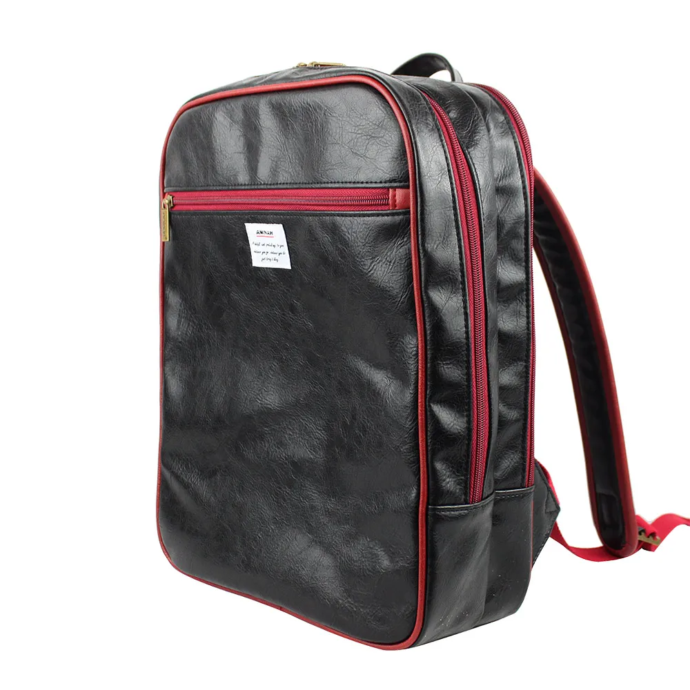 AMINAH-黑色正點皮革後背包 歷史價格詳細信息