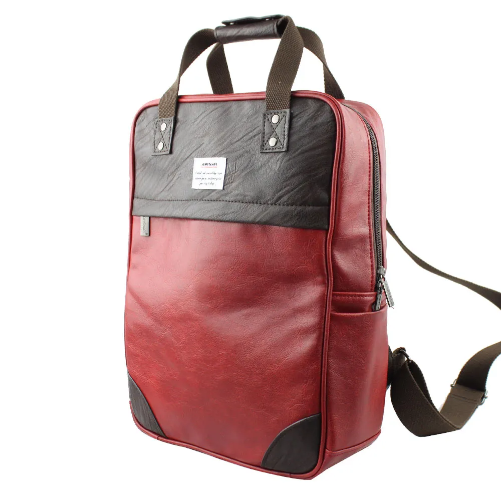 AMINAH-酒紅閃亮鏡面後背包 歷史價格詳細信息