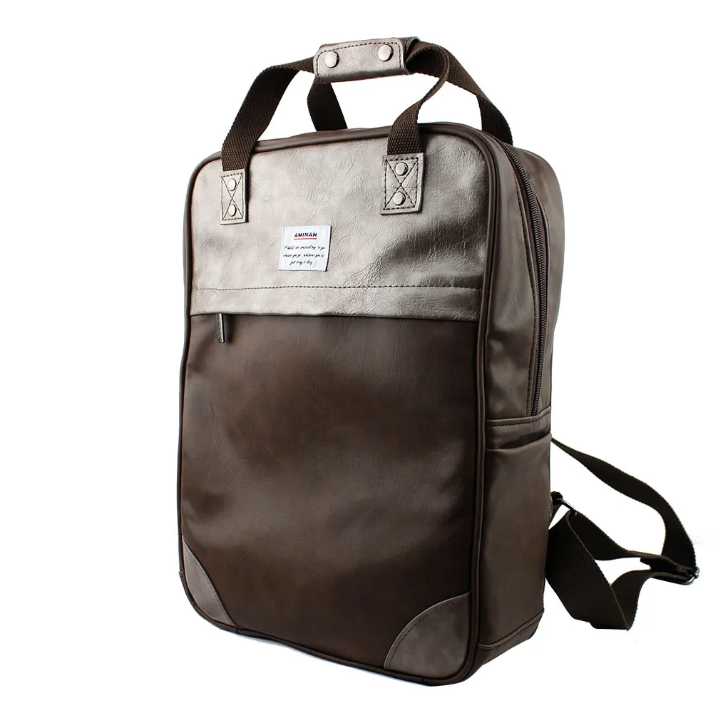 AMINAH-咖啡閃亮鏡面後背包 歷史價格詳細信息