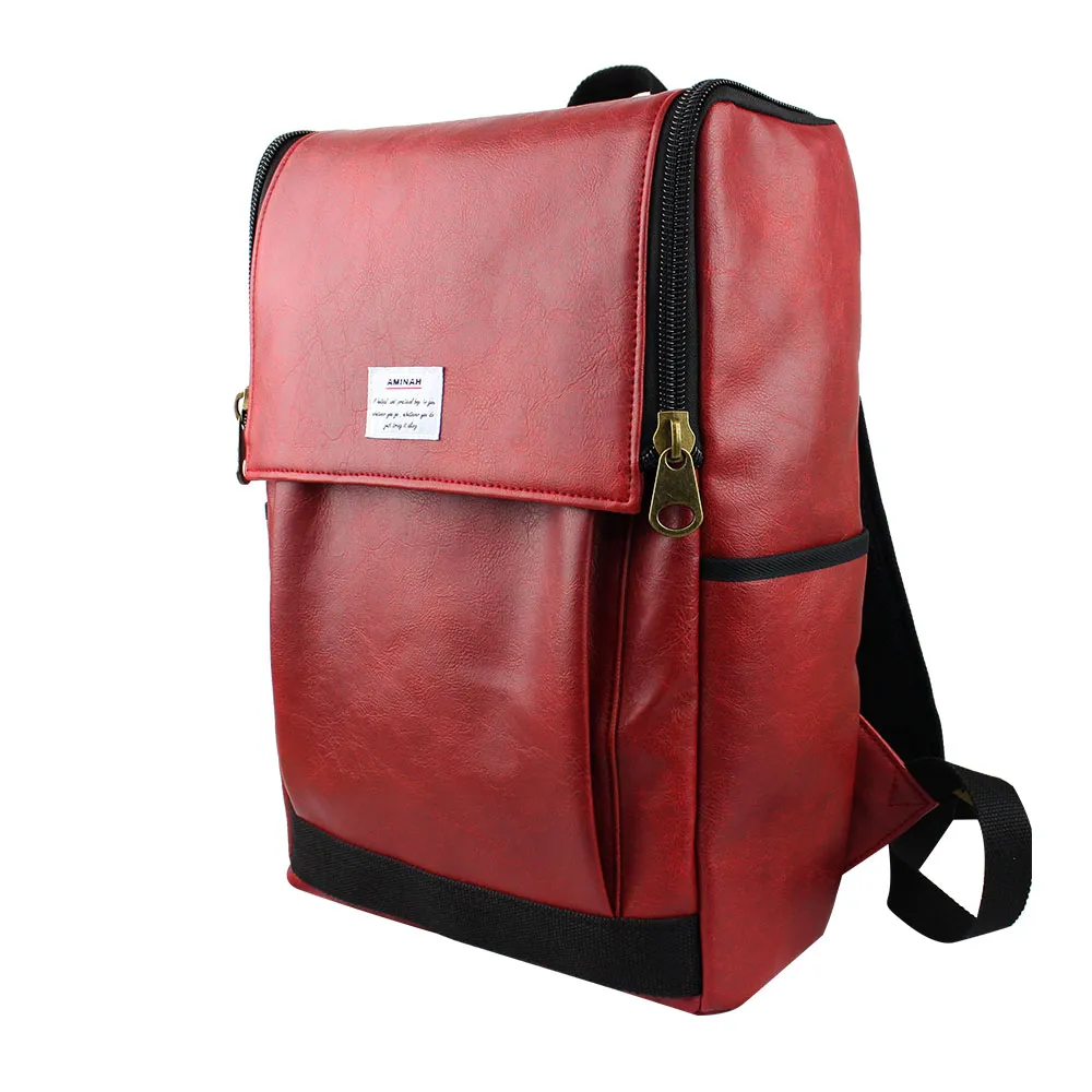 AMINAH-酒紅閃亮鏡面後背包 歷史價格詳細信息