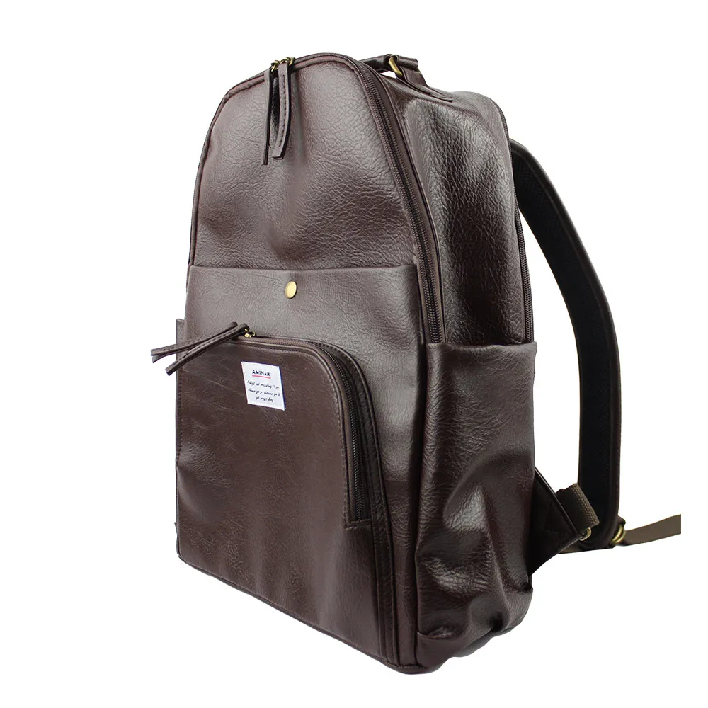 AMINAH-深棕光澤感皮革後背包 歷史價格詳細信息