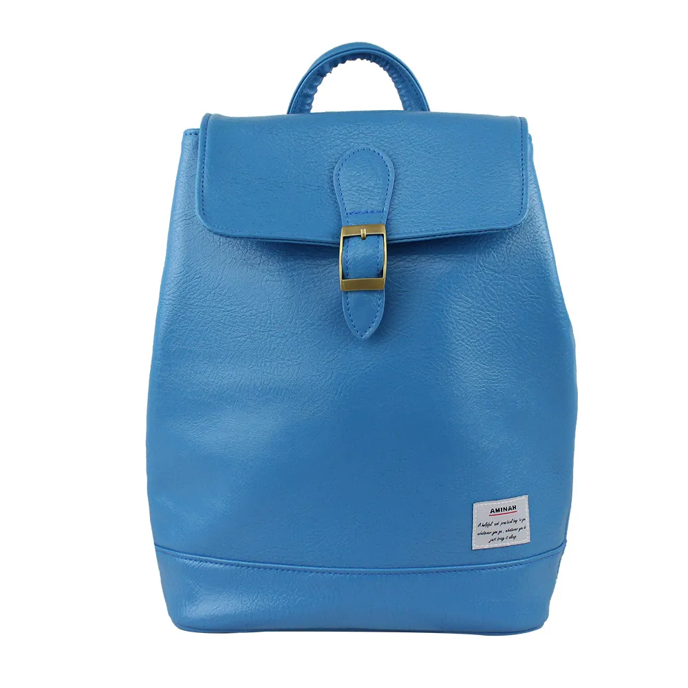 AMINAH-深藍拼色皮革後背包 歷史價格詳細信息