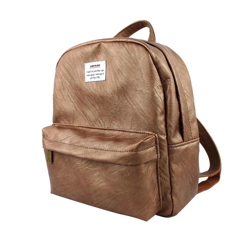 AMINAH-巧克力經典皮革後背包 歷史價格詳細信息