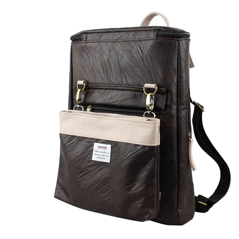 咖啡-可拆兩用皮革後背   AMINAH~【am-0284】 歷史價格詳細信息