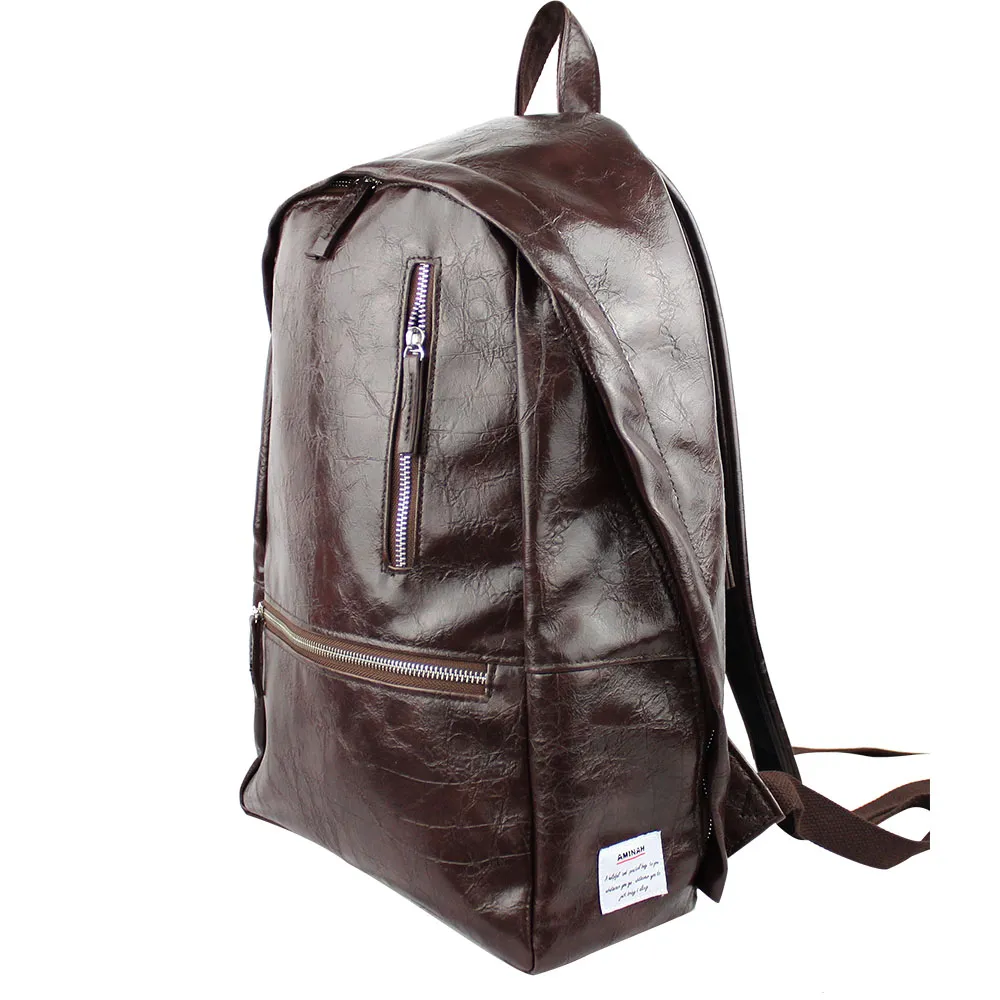 AMINAH-咖啡皮革方形後背包(III) 歷史價格詳細信息