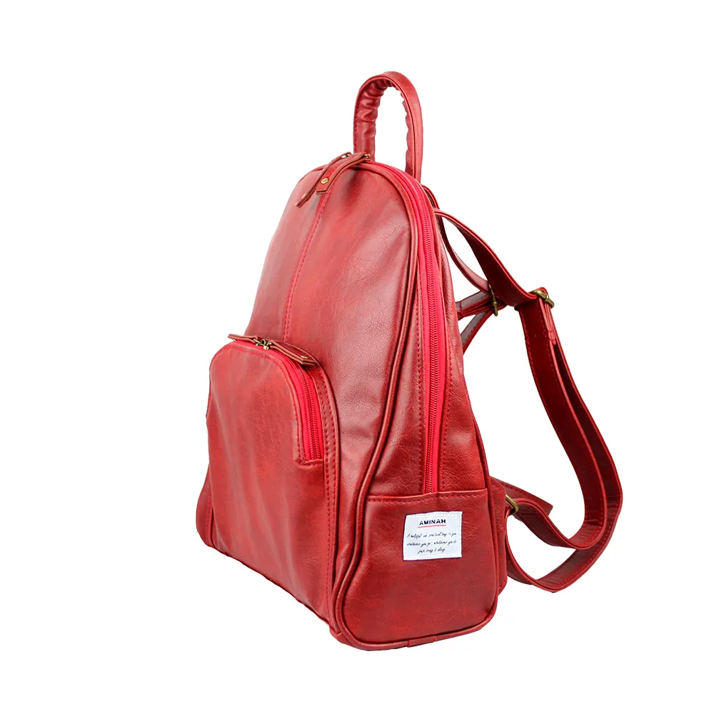 AMINAH-紅色正規後背包(設置15"筆電夾層) 歷史價格詳細信息