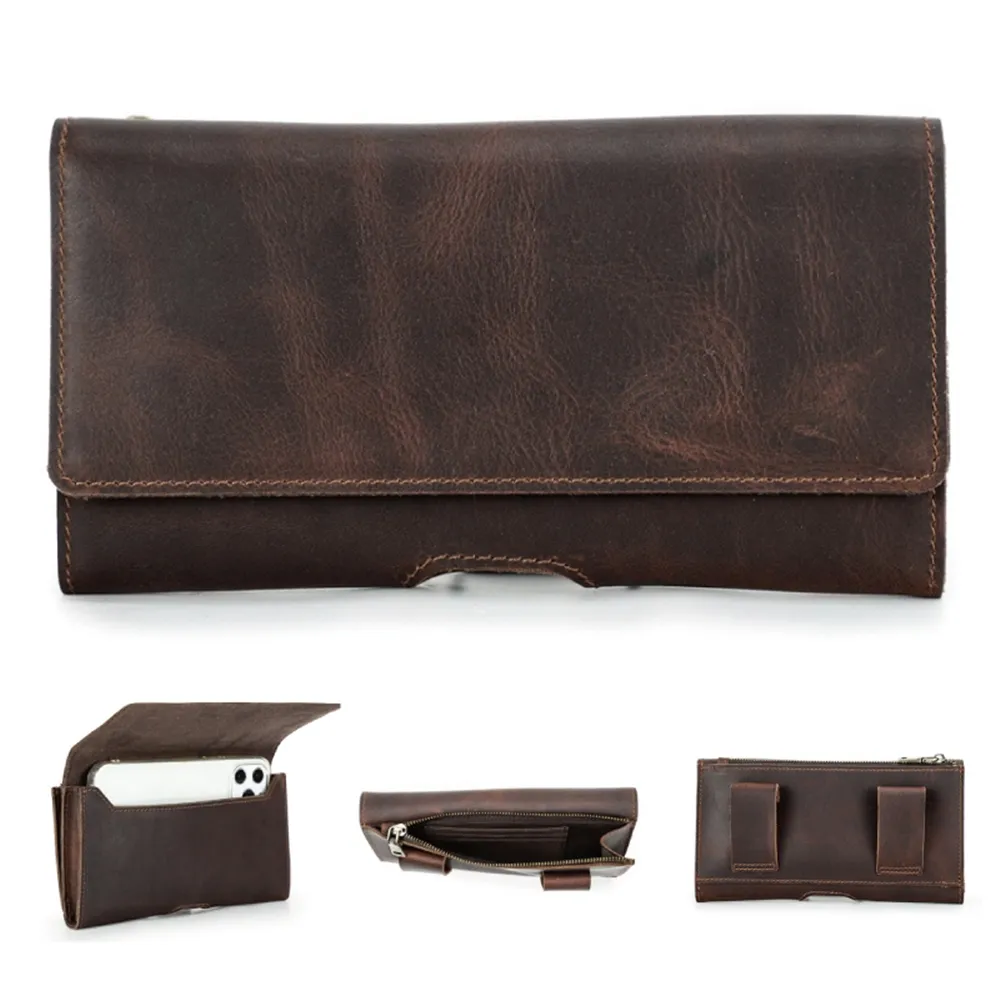 【玩皮工坊】頭層牛皮可腰掛雙拉鍊手機包腰包男包LB988 歷史價格詳細信息