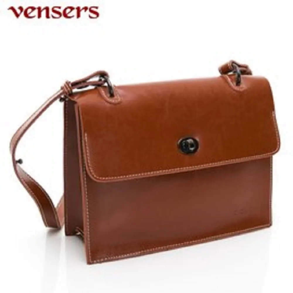 【vensers】小牛皮潮流個性包~斜肩背包(N131001黑色) 歷史價格詳細信息