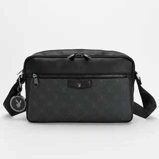 PLAYBOY - 斜背包雙層式 Matte Black系列 - 黑色 歷史價格詳細信息