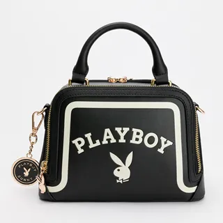 【PLAYBOY】手提包附長背帶 Emblem系列(黑色) 歷史價格詳細信息